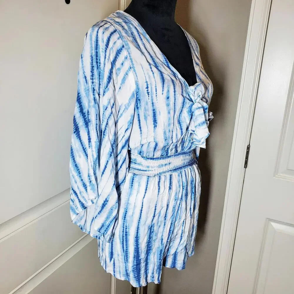 Le Lis Blue and White Tie-Dye Shorts Romper Women's Size Small NWOT - Picture 15 of 15